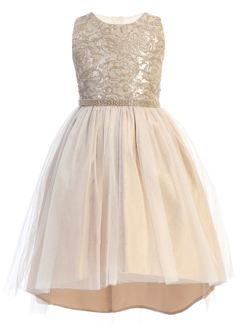 Sweet Kids Girls Embroidered Tulle Overlay Rhinestone Christmas Dress 6M-16 - SophiasStyle.com