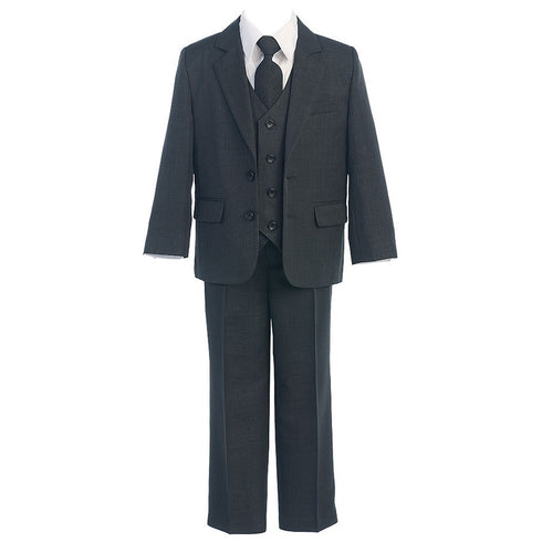 Sweet Kids Big Boys Charcoal Button Jacket Vest Shirt Tie Pant Suit 8-20 Husky - SophiasStyle.com