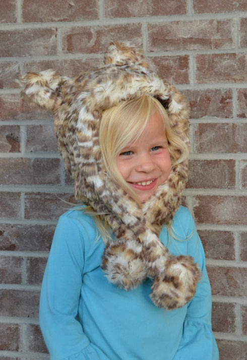 Little Girls Snow Leopard Faux Hat 1T-5 - SophiasStyle.com