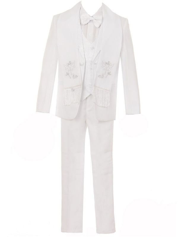 Rain Kids Baby Boys White 6-pc Silver Cross Embroidery Baptism Suit 3-24M - SophiasStyle.com
