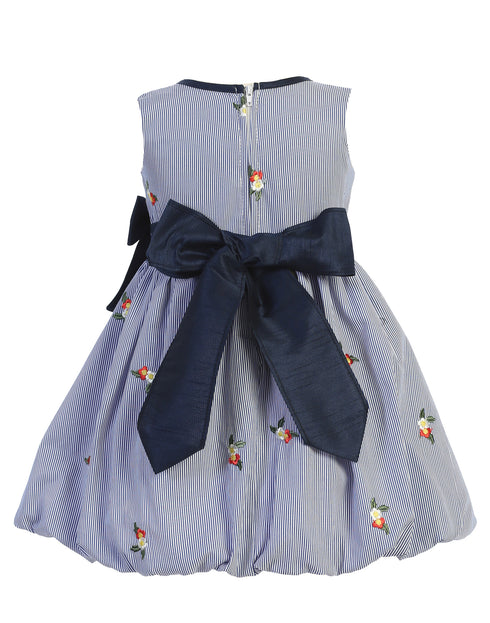 Swea Pea & Lilli Girls Navy Stripe Embroidered Flowers Easter Dress 2T-7 - SophiasStyle.com