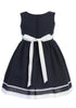 Swea Pea & Lilli Girls Navy White Bow Rayon Linen Sleeveless Easter Dress 2T-7 - SophiasStyle.com