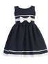 Swea Pea & Lilli Girls Navy White Bow Rayon Linen Sleeveless Easter Dress 2T-7 - SophiasStyle.com
