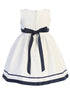 Swea Pea & Lilli Girls White Navy Bow Rayon Linen Sleeveless Easter Dress 2T-7 - SophiasStyle.com