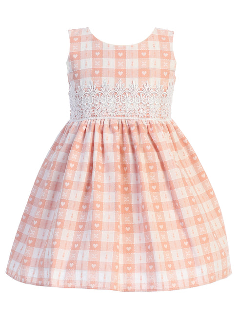 Swea Pea & Lilli Girls Multi Color Cotton Dobby Check Lace Easter Dress 3M-4T - SophiasStyle.com