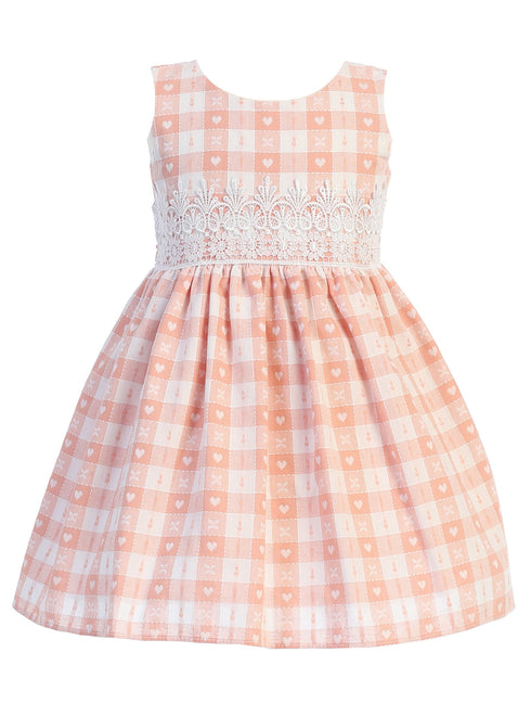 Swea Pea & Lilli Girls Multi Color Cotton Dobby Check Lace Easter Dress 3M-4T - SophiasStyle.com