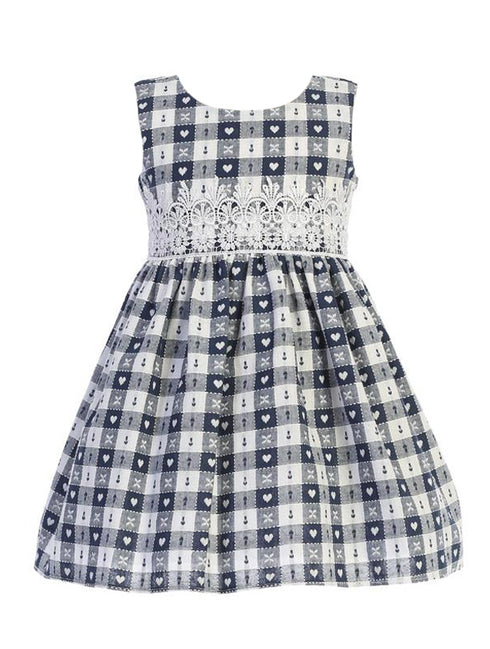 Swea Pea & Lilli Girls Multi Color Cotton Dobby Check Lace Easter Dress 3M-4T - SophiasStyle.com
