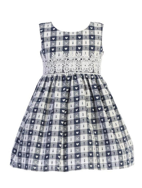 Swea Pea & Lilli Girls Multi Color Cotton Dobby Check Lace Easter Dress 3M-4T - SophiasStyle.com