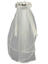 Lito Girls White Satin Flowers Bows 24 Inches Communion Flower Girl Veil - SophiasStyle.com