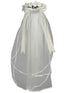 Lito Girls White Satin Flowers Bows 24 Inches Communion Flower Girl Veil - SophiasStyle.com