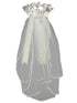 Lito Girls White Satin Rose Flowers Rhinestones 24 Inches Special Occasion Veil - SophiasStyle.com
