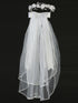 Lito Girls White 24 Inch Pearl Rhinestone Organza Flower Bow Communion Veil - SophiasStyle.com