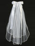 Lito Girls White 24 Inch Pearl Rhinestone Organza Flower Bow Communion Veil - SophiasStyle.com