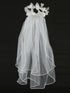 Lito Girls White 24 Inch Organza Flower Lace Ribbon Satin Bow Communion Veil - SophiasStyle.com