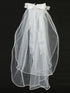 Lito Girls White 24 Inch Organza Flower Lace Ribbon Satin Bow Communion Veil - SophiasStyle.com