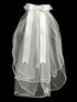 Lito Girls White 24 Inch Beads Pearl Satin Flower Satin Bow Comb Communion Veil - SophiasStyle.com