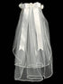 Lito Girls White 24 Inch Rhinestone Silk Flower Satin Bow Comb Communion Veil - SophiasStyle.com