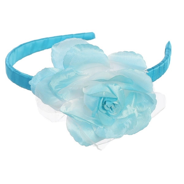 Lito Girls Aqua Large Flower Hairband Accessory - SophiasStyle.com
