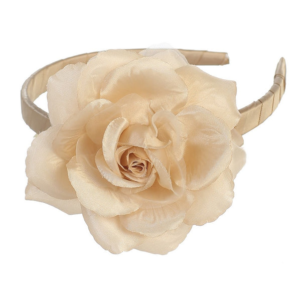 Lito Girls Champagne Large Flower Hairband Accessory - SophiasStyle.com