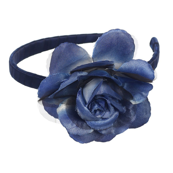 Lito Girls Navy Large Flower Hairband Accessory - SophiasStyle.com