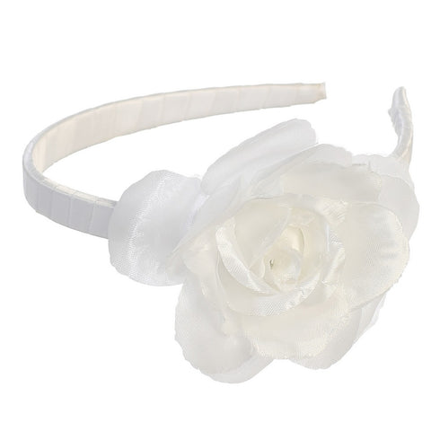 Lito Girls White Large Flower Hairband Accessory - SophiasStyle.com