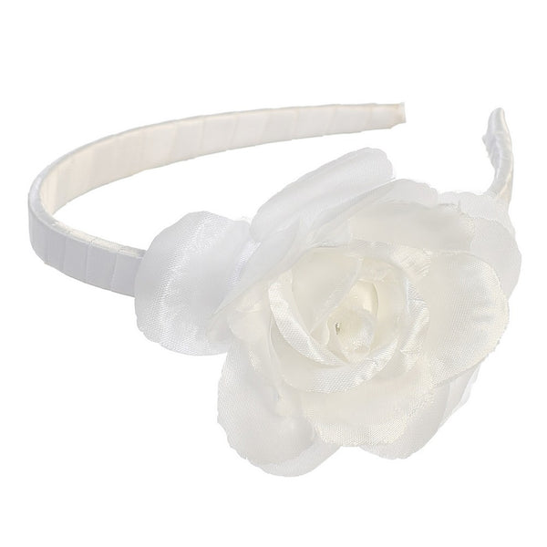 Lito Girls White Large Flower Hairband Accessory - SophiasStyle.com