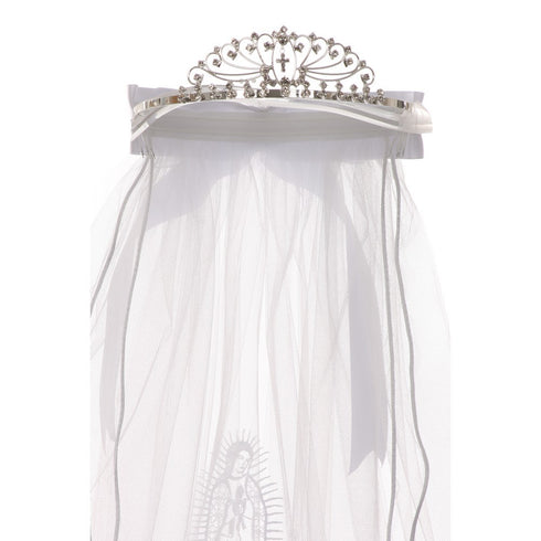 Rain Kids Girls White Virgin Mary Tiara Communion Flower Girl Veil - SophiasStyle.com
