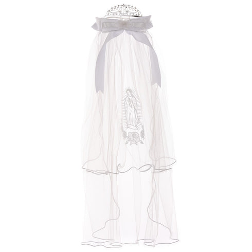 Rain Kids Girls White Virgin Mary Tiara Communion Flower Girl Veil - SophiasStyle.com