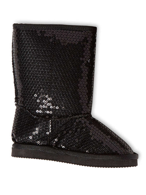 Lamour Girls Black Sequin Flower Fashion Boots 5 Toddler-4 Kids - SophiasStyle.com