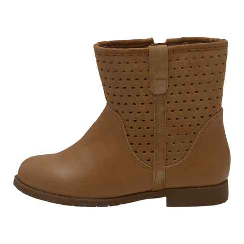 L'Amour Little Girls Sand Genuine Suede Perforated Upper Boots 7-10 Toddler - SophiasStyle.com