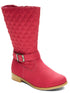 Lamour Girls Fuchsia Quilted Upper Buckle Strap Fashion Boots 7 Toddler-4 Kids - SophiasStyle.com