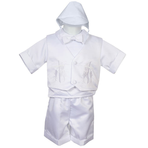Rafael Collection Little Boys 4 pc Cross Grapevine Vest Hat Baptism Outfit 2-4 - SophiasStyle.com