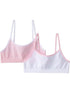 Big Girls White Pink Beginner Training Seamless Bra Set M-XL - SophiasStyle.com