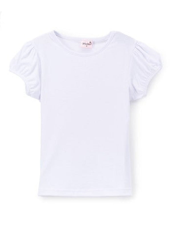 Girls White Plain Short Sleeve Shirt 6 Months-10 - SophiasStyle.com