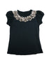 Little Girls Black Leopard Rose Crewneck Short Sleeve Shirt 2T-4 - SophiasStyle.com