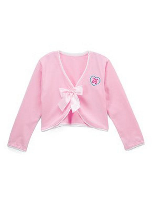 Girls Pink Ballet Shoe Applique Bow Adorned Wrap Top 9M-8 - SophiasStyle.com