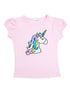 Girls Pink Rainbow Color Unicorn Short Sleeve Shirt 24M-6 - SophiasStyle.com