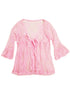Girls Pink Lace Trim Bell Sleeve Wrap Top 24 Months-6 - SophiasStyle.com