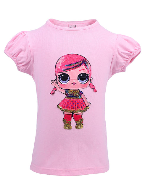 Girls Pink Super Baby LOL Sequins Short Sleeve Shirt 24M-10 - SophiasStyle.com