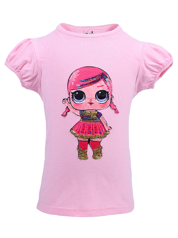 Girls Pink Super Baby LOL Sequins Short Sleeve Shirt 24M-10 - SophiasStyle.com