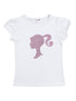 Girls White Barbie Rhinestone Short Sleeve Shirt 1T-10 - SophiasStyle.com