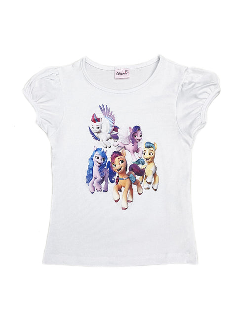 Little Girls White My Little Pony New Gen Short Sleeve Shirt 1T-8 - SophiasStyle.com