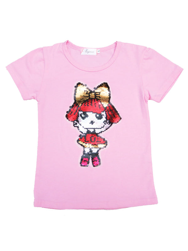 Girls Pink Flip Sequins LOL Short Sleeved T-Shirt 4-10 - SophiasStyle.com