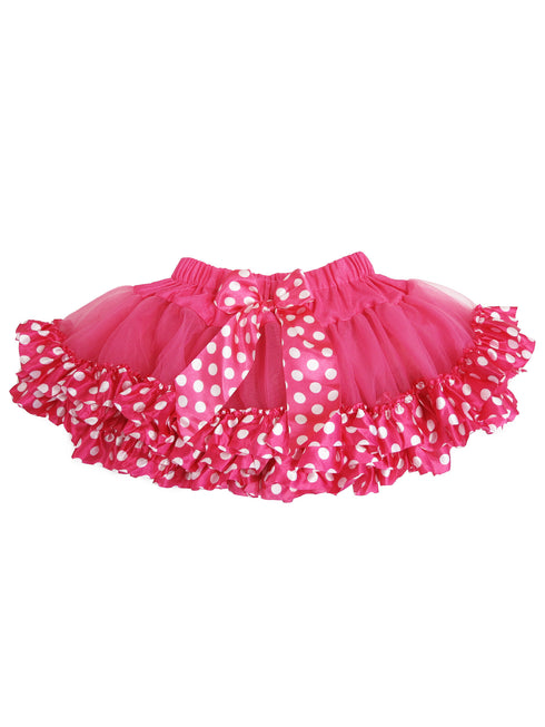 Girls Hot Pink White Polka Dot Bow Tutu Skirt 9M-8 - SophiasStyle.com