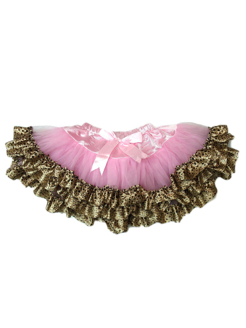 Little Girls Pink Cheetah Trim Bow Tutu Skirt 2-4 - SophiasStyle.com