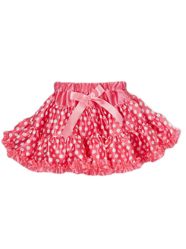 Little Girls Hot Pink Trim Minnie Satin Polka Dot Tutu Skirt 24M-6 - SophiasStyle.com