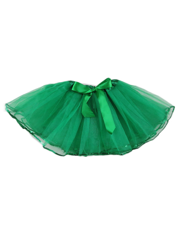 Little Girls Forest Green Sequin Trim Bow Tutu Skirt 2-4 - SophiasStyle.com