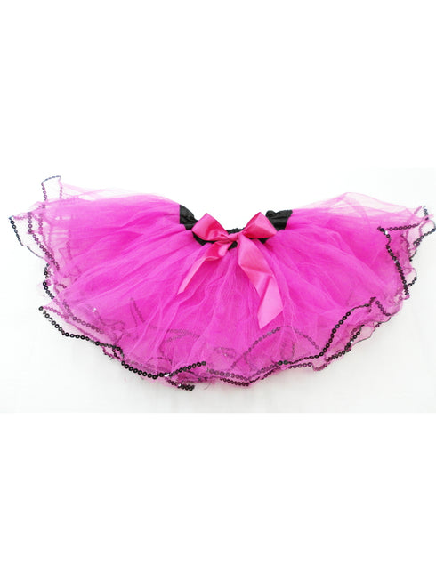 Little Girls Hot Pink Black Sequin Trim Tutu Skirt 2-4 - SophiasStyle.com