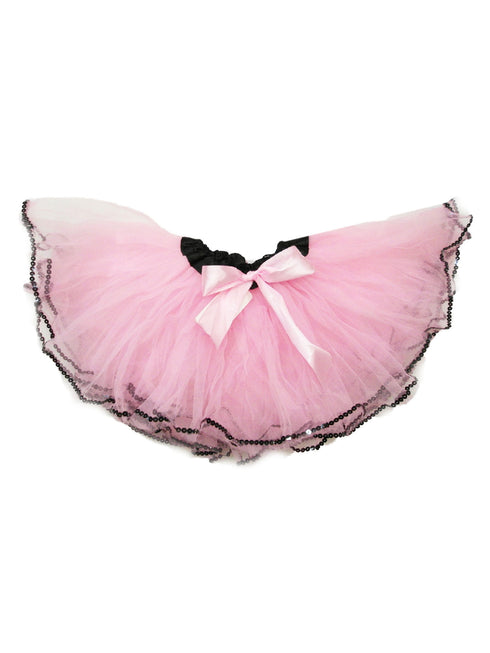 Little Girls Light Pink Black Sequin Trim Tutu Skirt 2-4 - SophiasStyle.com