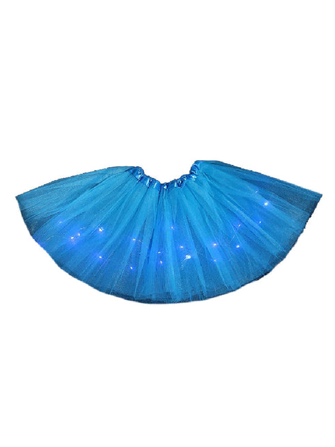 Little Girls Baby Blue Elastic Waist LED Light Up Tutu Skirt 2-5T - SophiasStyle.com